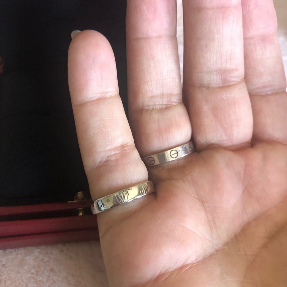 Listing ends Monday 10.9. Platinum Cartier Happy Birthday Ring! Pristine! - Picture 3 of 6
